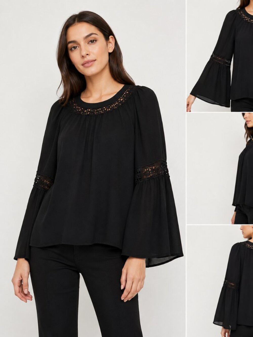 Monteau Size M (los Angeles) black bohemic top